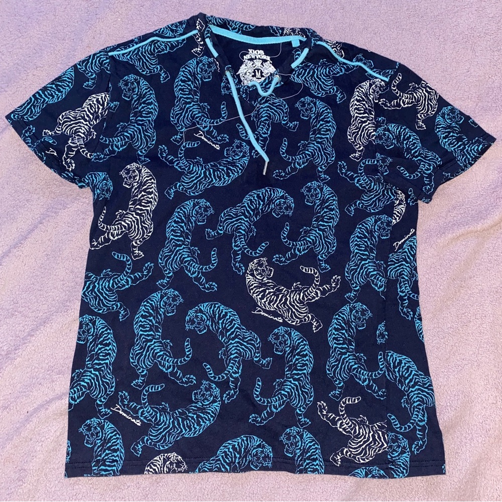 Xios Dark Blue Tiger Graphic Tee  - Slightly Used, Looks New - Size Medium